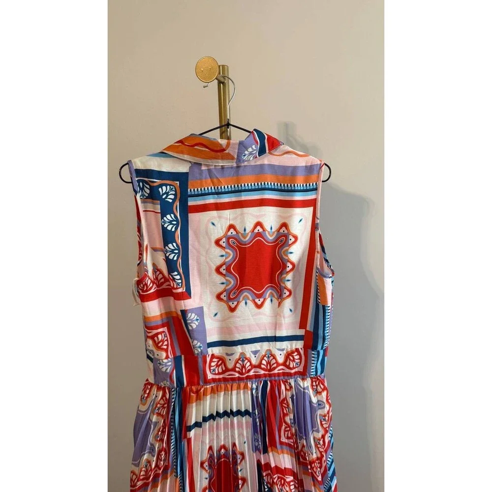Tahari Women’s Printed Pleated Midi Shirtdress Como Tile Print 10 $138 NWT - Picture 8 of 10